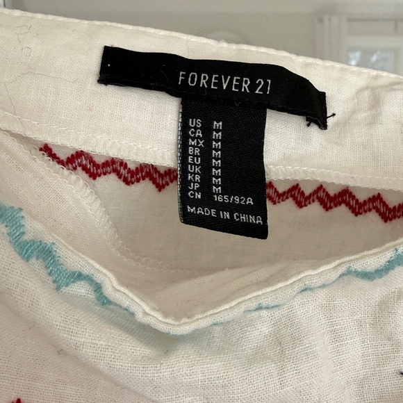 Forever 21 White Cropped Ruffle Tank with Multicolor Zigzag Stripes - Picture 2 of 2